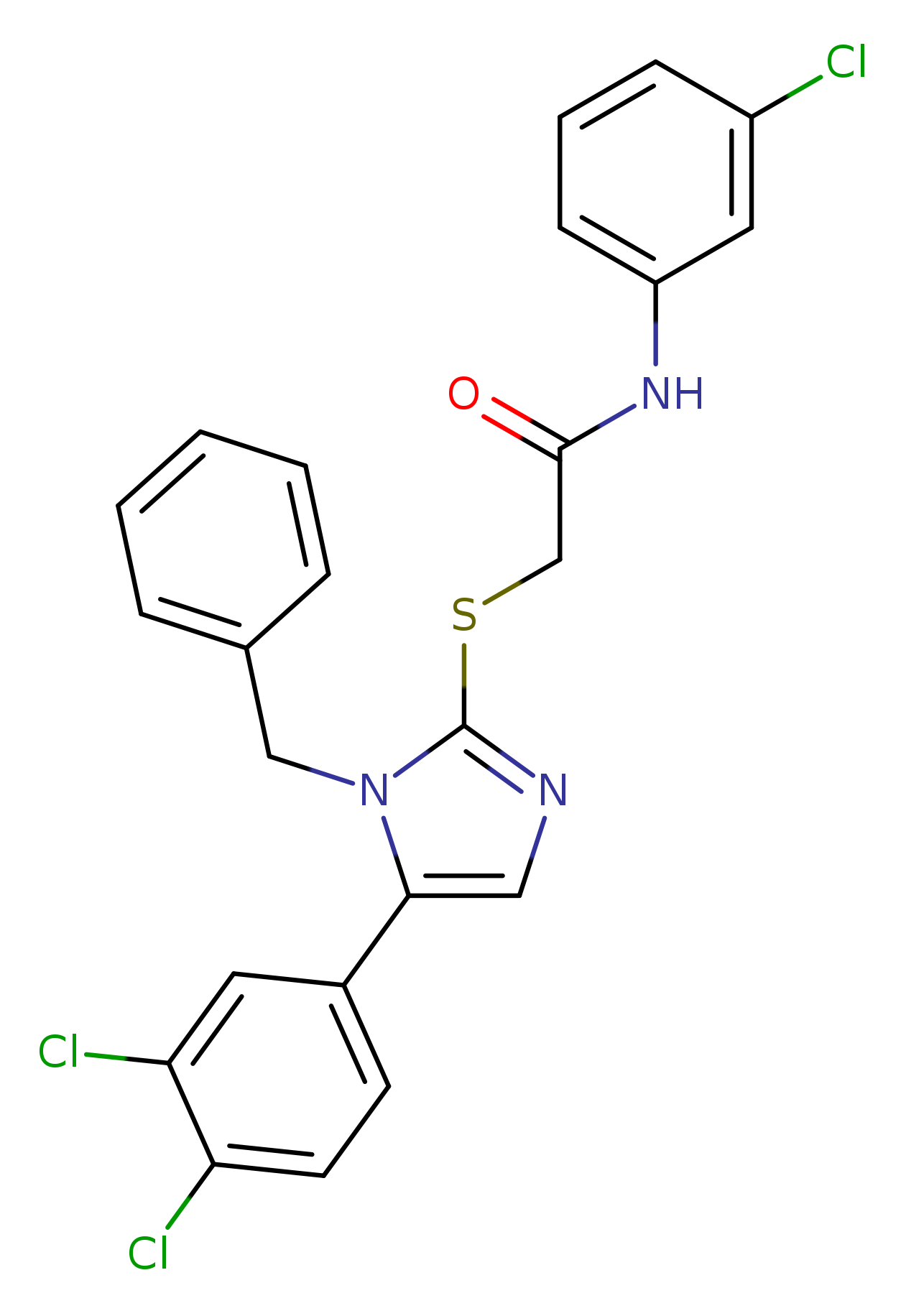 2-{[1-benzyl-5-(3,4-dichlorophenyl)-1H-imidazol-2-yl]sulfanyl}-N-(3-chlorophenyl)acetamide