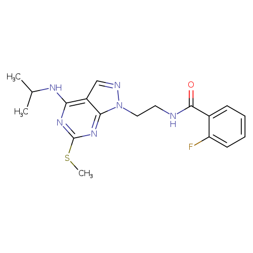2-fluoro-N-{2-[6-(methylsulfanyl)-4-[(propan-2-yl)amino]-1H-pyrazolo[3,4-d]pyrimidin-1-yl]ethyl}benzamide