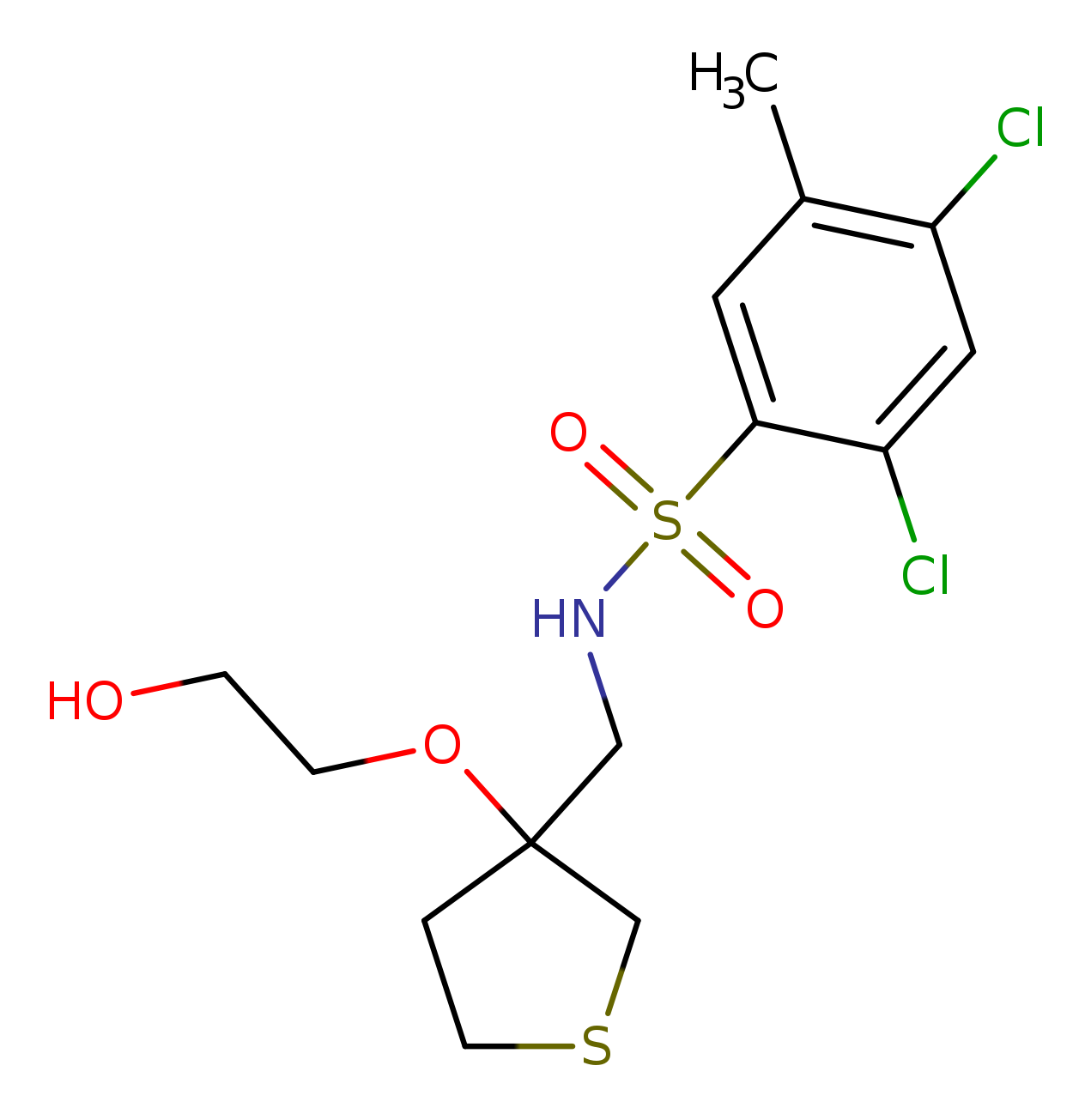 2,4-dichloro-N-{[3-(2-hydroxyethoxy)thiolan-3-yl]methyl}-5-methylbenzene-1-sulfonamide