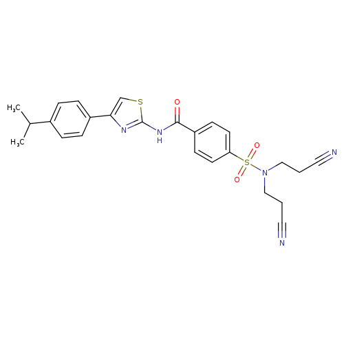 4-[bis(2-cyanoethyl)sulfamoyl]-N-{4-[4-(propan-2-yl)phenyl]-1,3-thiazol-2-yl}benzamide