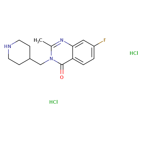 "7-fluoro-2-methyl-3-[(piperidin-4-yl)methyl]-3,4-dihydroquinazolin-4-one dihydrochloride"