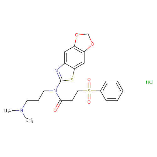 3-(benzenesulfonyl)-N-[3-(dimethylamino)propyl]-N-{4,6-dioxa-10-thia-12-azatricyclo[7.3.0.0^{3,7}]dodeca-1(9),2,7,11-tetraen-11-yl}propanamide hydrochloride