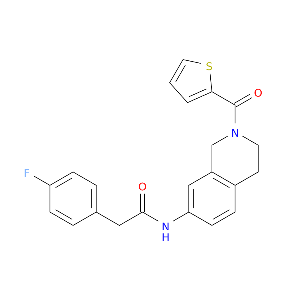 2-(4-fluorophenyl)-N-[2-(thiophene-2-carbonyl)-1,2,3,4-tetrahydroisoquinolin-7-yl]acetamide