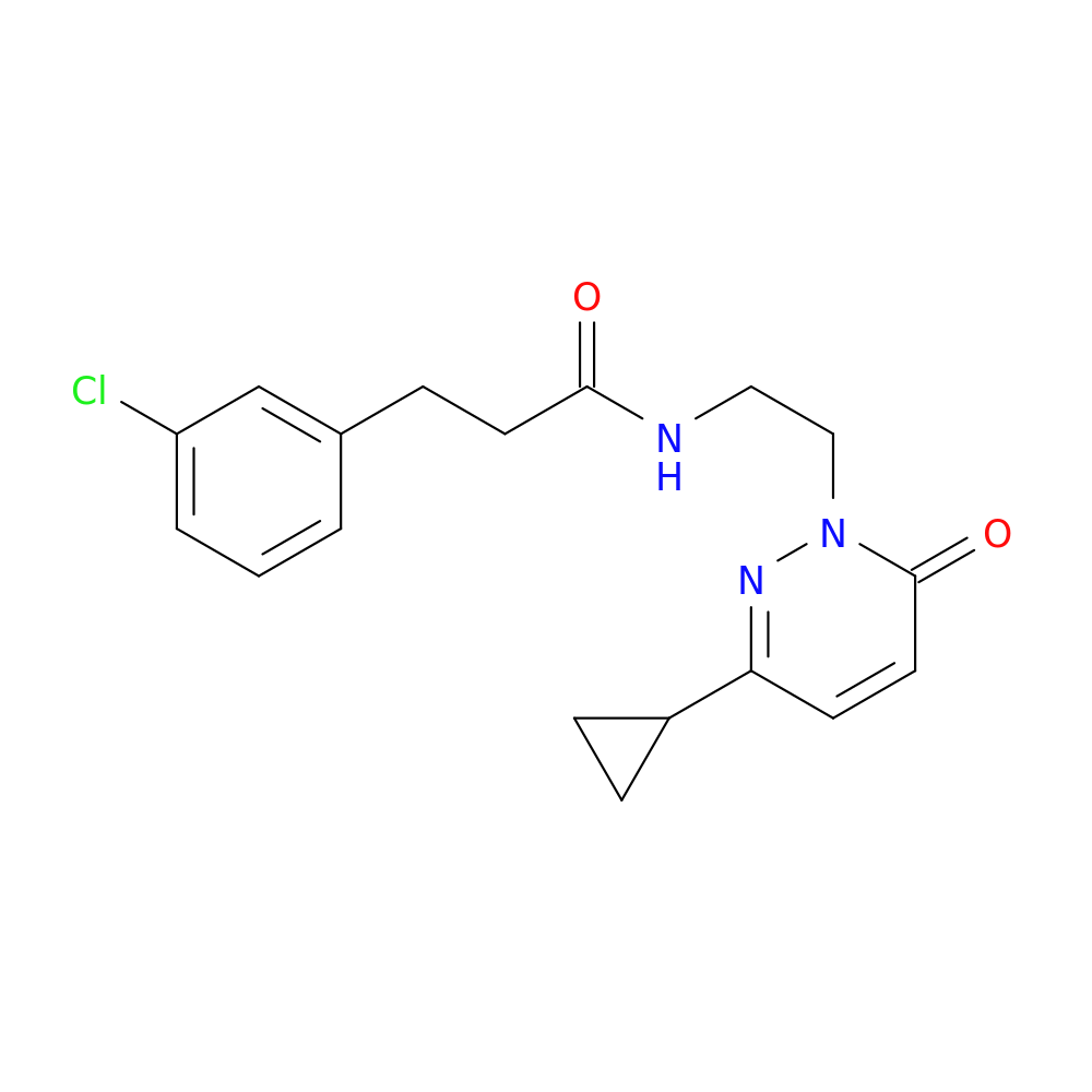 3-(3-chlorophenyl)-N-[2-(3-cyclopropyl-6-oxo-1,6-dihydropyridazin-1-yl)ethyl]propanamide