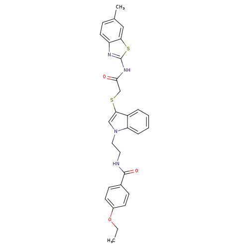 4-ethoxy-N-{2-[3-({[(6-methyl-1,3-benzothiazol-2-yl)carbamoyl]methyl}sulfanyl)-1H-indol-1-yl]ethyl}benzamide
