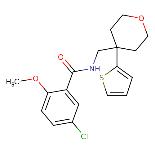5-chloro-2-methoxy-N-{[4-(thiophen-2-yl)oxan-4-yl]methyl}benzamide