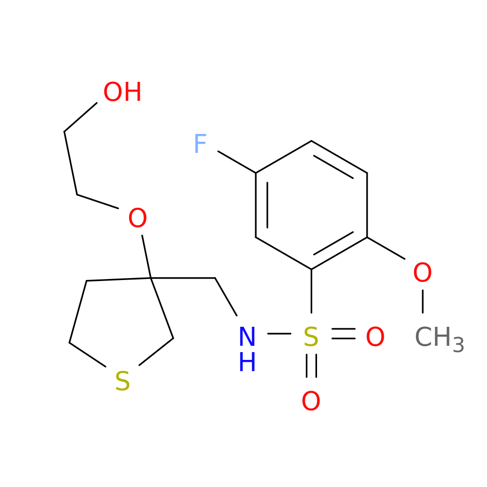 5-fluoro-N-{[3-(2-hydroxyethoxy)thiolan-3-yl]methyl}-2-methoxybenzene-1-sulfonamide