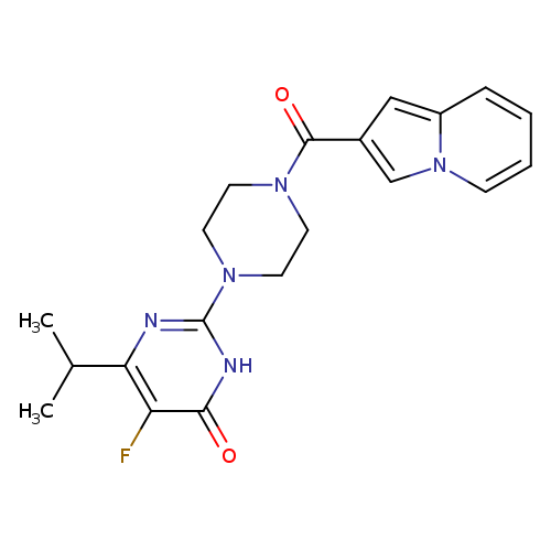 5-fluoro-2-[4-(indolizine-2-carbonyl)piperazin-1-yl]-6-(propan-2-yl)-3,4-dihydropyrimidin-4-one