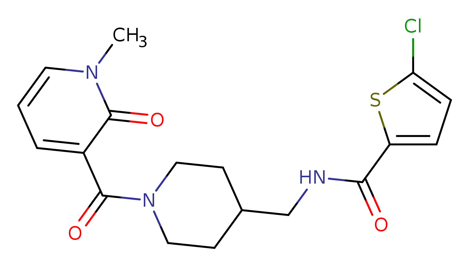 5-chloro-N-{[1-(1-methyl-2-oxo-1,2-dihydropyridine-3-carbonyl)piperidin-4-yl]methyl}thiophene-2-carboxamide