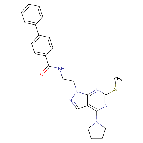 N-{2-[6-(methylsulfanyl)-4-(pyrrolidin-1-yl)-1H-pyrazolo[3,4-d]pyrimidin-1-yl]ethyl}-[1,1'-biphenyl]-4-carboxamide