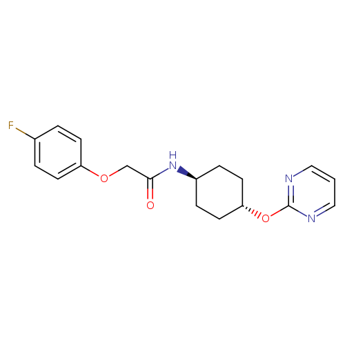 2-(4-fluorophenoxy)-N-[(1r,4r)-4-(pyrimidin-2-yloxy)cyclohexyl]acetamide