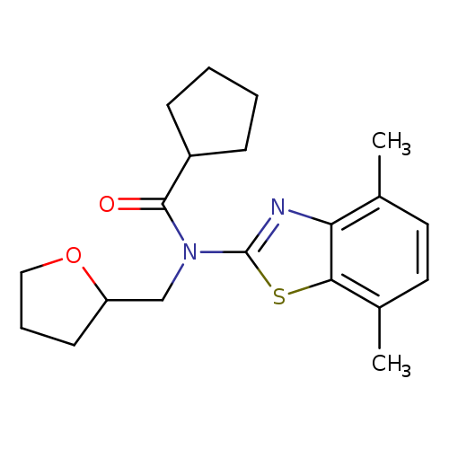 N-(4,7-dimethyl-1,3-benzothiazol-2-yl)-N-[(oxolan-2-yl)methyl]cyclopentanecarboxamide