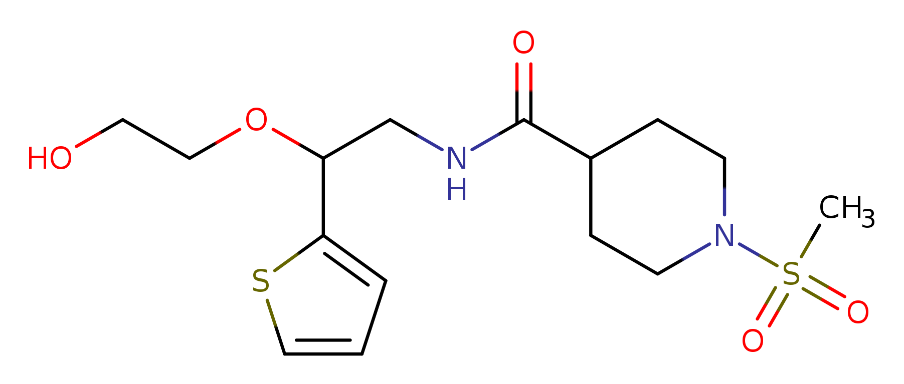 N-[2-(2-hydroxyethoxy)-2-(thiophen-2-yl)ethyl]-1-methanesulfonylpiperidine-4-carboxamide