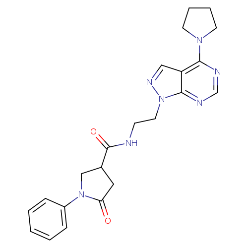 5-oxo-1-phenyl-N-{2-[4-(pyrrolidin-1-yl)-1H-pyrazolo[3,4-d]pyrimidin-1-yl]ethyl}pyrrolidine-3-carboxamide