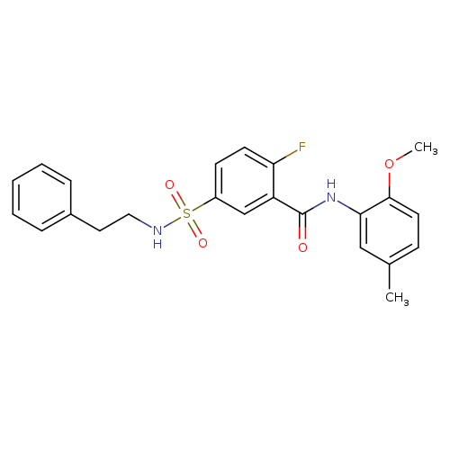 2-fluoro-N-(2-methoxy-5-methylphenyl)-5-[(2-phenylethyl)sulfamoyl]benzamide