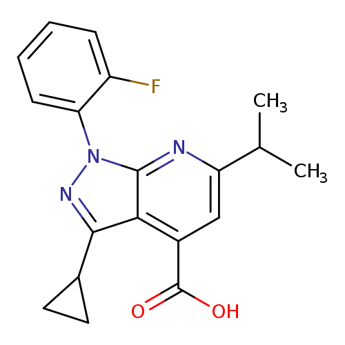 3-cyclopropyl-1-(2-fluorophenyl)-6-isopropyl-1H-pyrazolo[3,4-b]pyridine-4-carboxylic acid