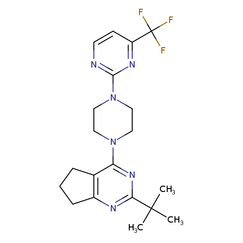 2-(4-{2-tert-butyl-5H,6H,7H-cyclopenta[d]pyrimidin-4-yl}piperazin-1-yl)-4-(trifluoromethyl)pyrimidine