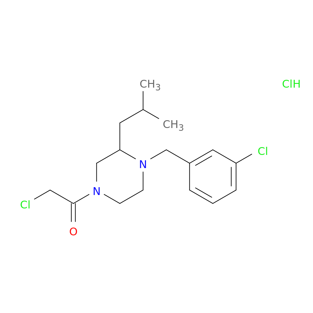 2-chloro-1-{4-[(3-chlorophenyl)methyl]-3-(2-methylpropyl)piperazin-1-yl}ethan-1-one hydrochloride