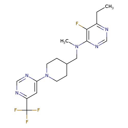 6-ethyl-5-fluoro-N-methyl-N-({1-[6-(trifluoromethyl)pyrimidin-4-yl]piperidin-4-yl}methyl)pyrimidin-4-amine