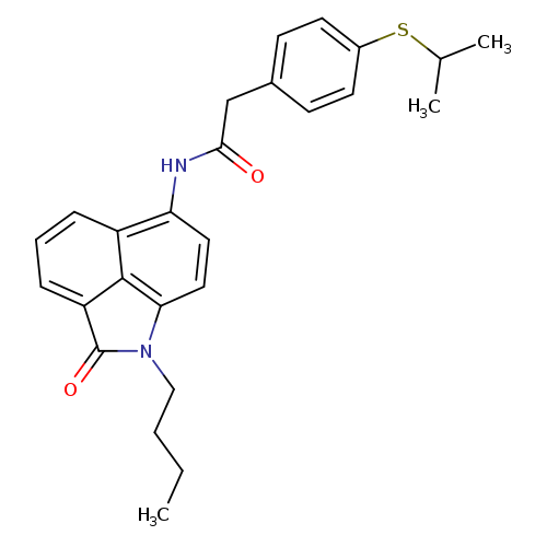 N-{2-butyl-3-oxo-2-azatricyclo[6.3.1.0^{4,12}]dodeca-1(11),4,6,8(12),9-pentaen-9-yl}-2-[4-(propan-2-ylsulfanyl)phenyl]acetamide