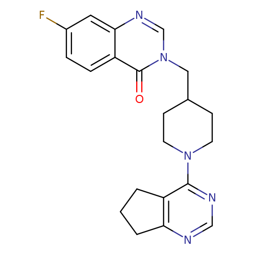 3-[(1-{5H,6H,7H-cyclopenta[d]pyrimidin-4-yl}piperidin-4-yl)methyl]-7-fluoro-3,4-dihydroquinazolin-4-one