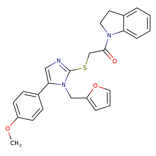1-(2,3-dihydro-1H-indol-1-yl)-2-({1-[(furan-2-yl)methyl]-5-(4-methoxyphenyl)-1H-imidazol-2-yl}sulfanyl)ethan-1-one