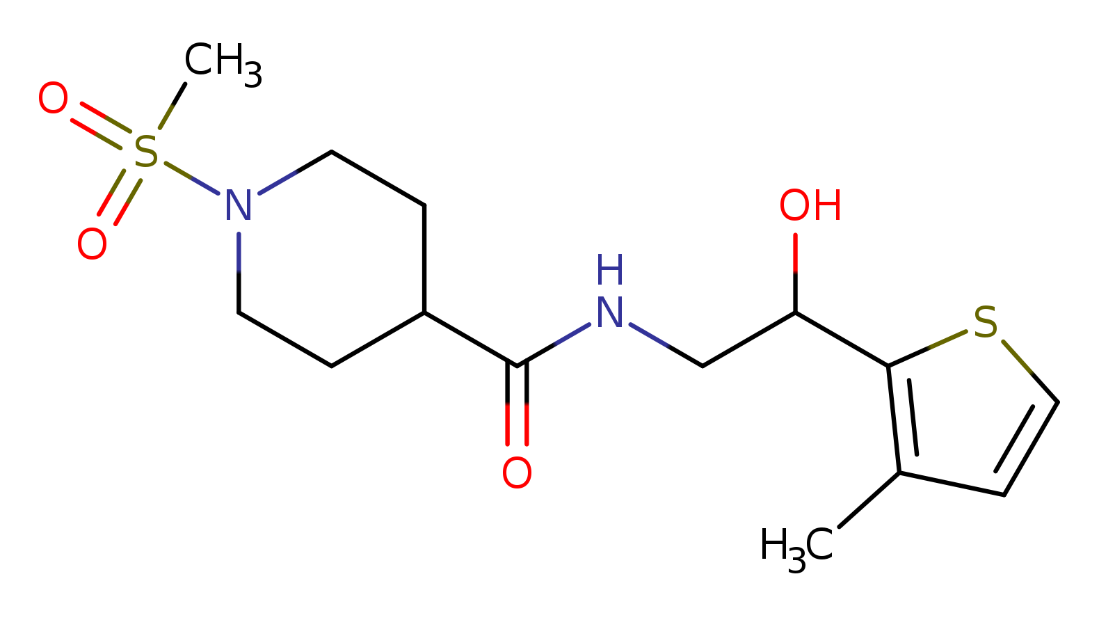 N-[2-hydroxy-2-(3-methylthiophen-2-yl)ethyl]-1-methanesulfonylpiperidine-4-carboxamide