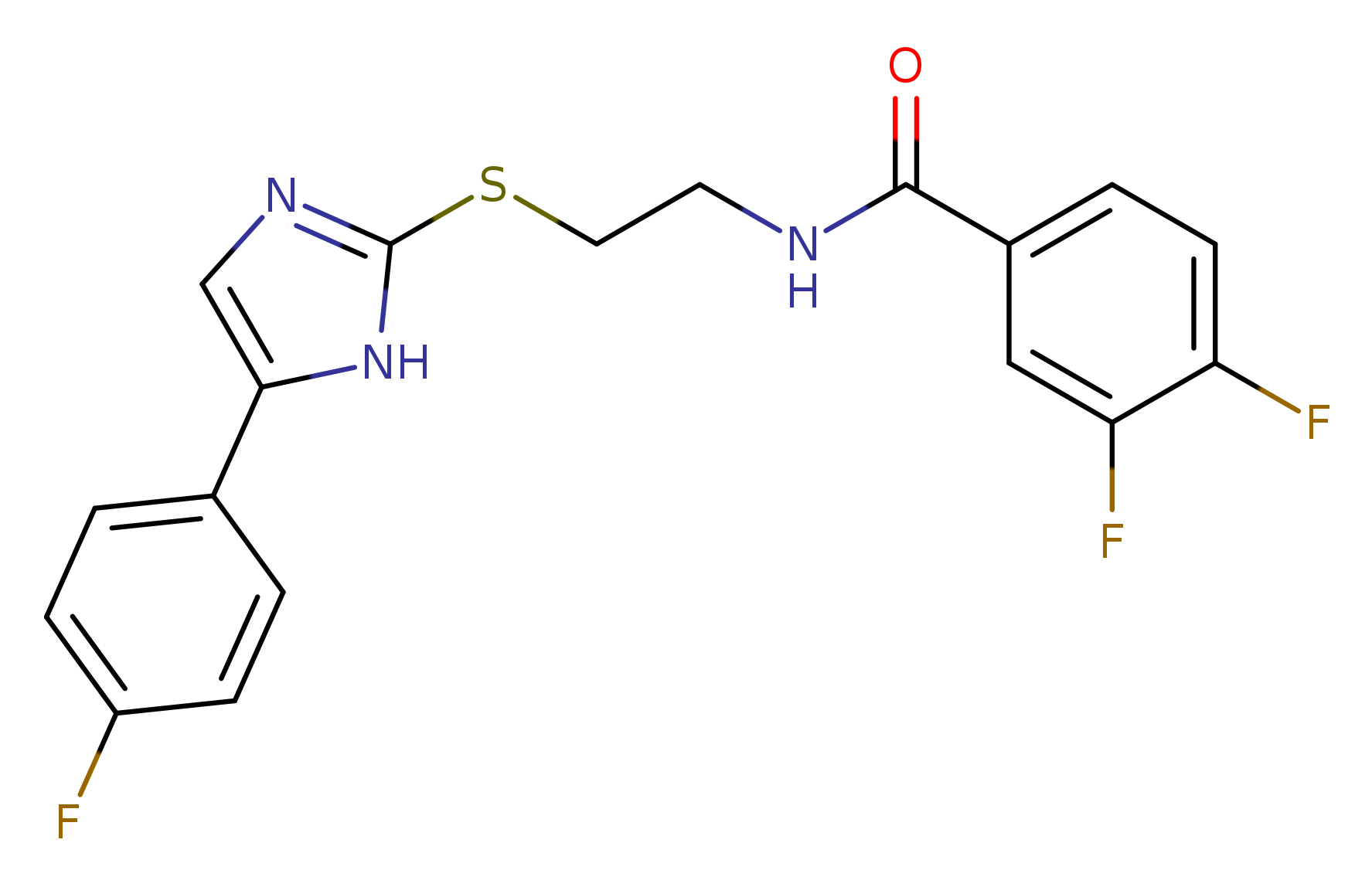 3,4-difluoro-N-(2-{[5-(4-fluorophenyl)-1H-imidazol-2-yl]sulfanyl}ethyl)benzamide