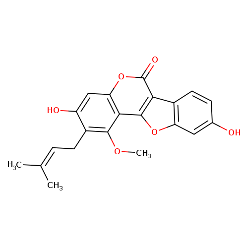 6H-Benzofuro[3,2-c][1]benzopyran-6-one, 3,9-dihydroxy-1-methoxy-2-(3-methyl-2-buten-1-yl)-