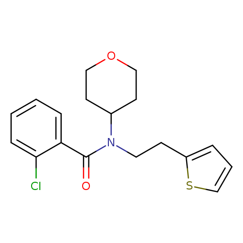 2-chloro-N-(oxan-4-yl)-N-[2-(thiophen-2-yl)ethyl]benzamide