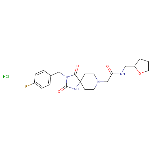 2-{3-[(4-fluorophenyl)methyl]-2,4-dioxo-1,3,8-triazaspiro[4.5]decan-8-yl}-N-[(oxolan-2-yl)methyl]acetamide hydrochloride