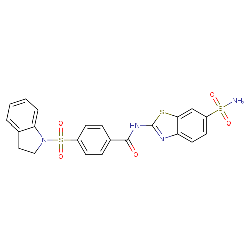 4-(2,3-dihydro-1H-indole-1-sulfonyl)-N-(6-sulfamoyl-1,3-benzothiazol-2-yl)benzamide