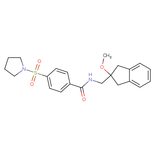 N-[(2-methoxy-2,3-dihydro-1H-inden-2-yl)methyl]-4-(pyrrolidine-1-sulfonyl)benzamide