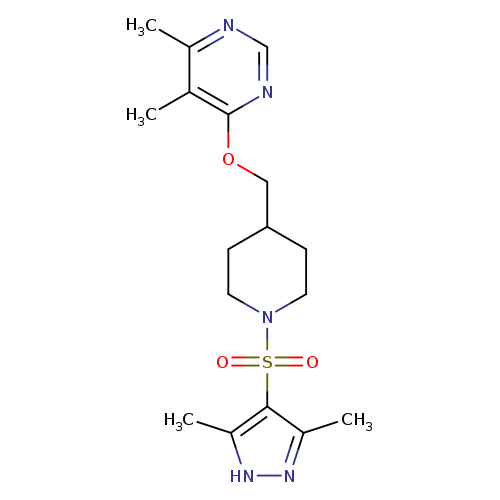 4-({1-[(3,5-dimethyl-1H-pyrazol-4-yl)sulfonyl]piperidin-4-yl}methoxy)-5,6-dimethylpyrimidine