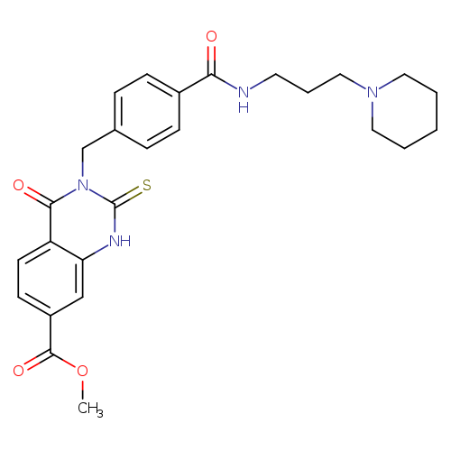 methyl 4-oxo-3-[(4-{[3-(piperidin-1-yl)propyl]carbamoyl}phenyl)methyl]-2-sulfanylidene-1,2,3,4-tetrahydroquinazoline-7-carboxylate