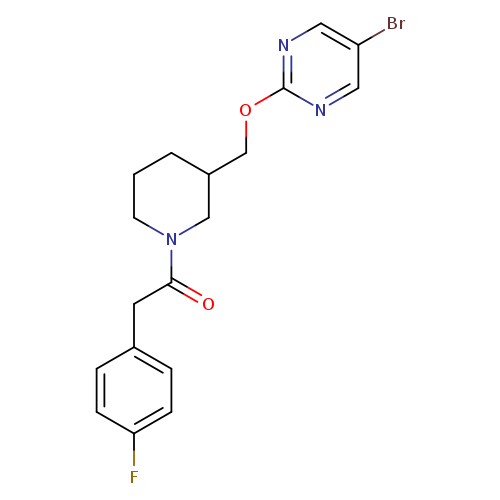 1-(3-{[(5-bromopyrimidin-2-yl)oxy]methyl}piperidin-1-yl)-2-(4-fluorophenyl)ethan-1-one