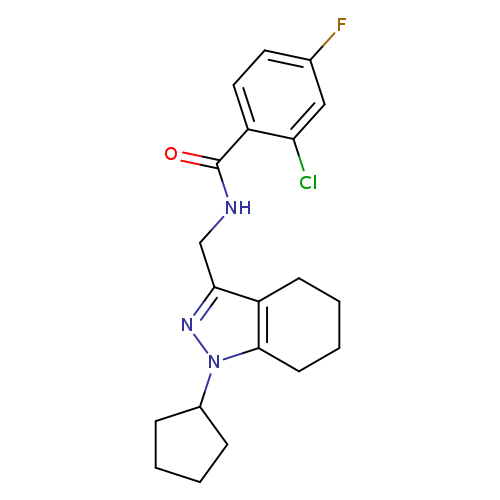2-chloro-N-[(1-cyclopentyl-4,5,6,7-tetrahydro-1H-indazol-3-yl)methyl]-4-fluorobenzamide