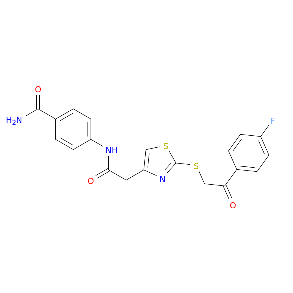 4-[2-(2-{[2-(4-fluorophenyl)-2-oxoethyl]sulfanyl}-1,3-thiazol-4-yl)acetamido]benzamide