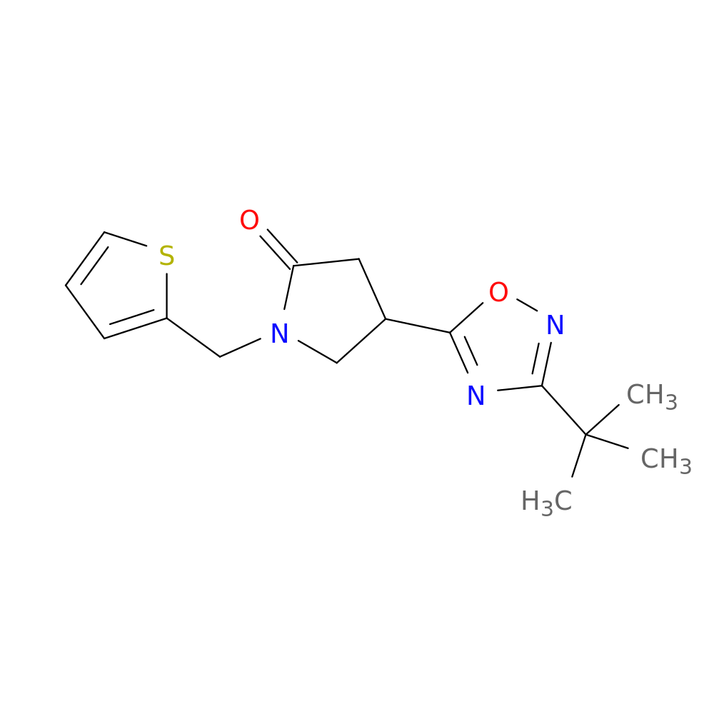 4-(3-tert-butyl-1,2,4-oxadiazol-5-yl)-1-[(thiophen-2-yl)methyl]pyrrolidin-2-one
