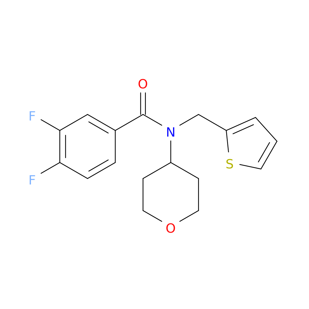 3,4-difluoro-N-(oxan-4-yl)-N-[(thiophen-2-yl)methyl]benzamide