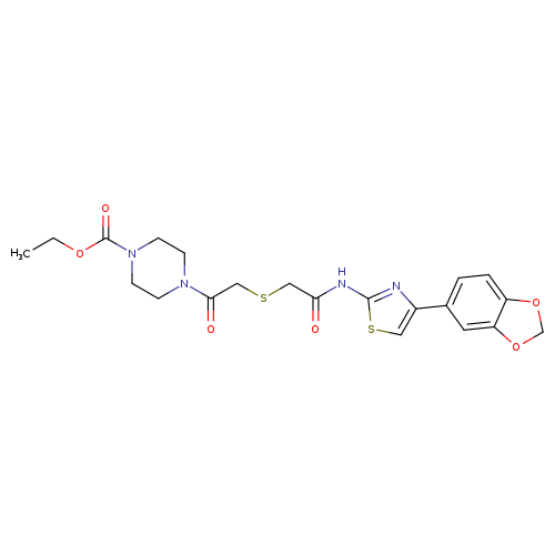 ethyl 4-{2-[({[4-(2H-1,3-benzodioxol-5-yl)-1,3-thiazol-2-yl]carbamoyl}methyl)sulfanyl]acetyl}piperazine-1-carboxylate