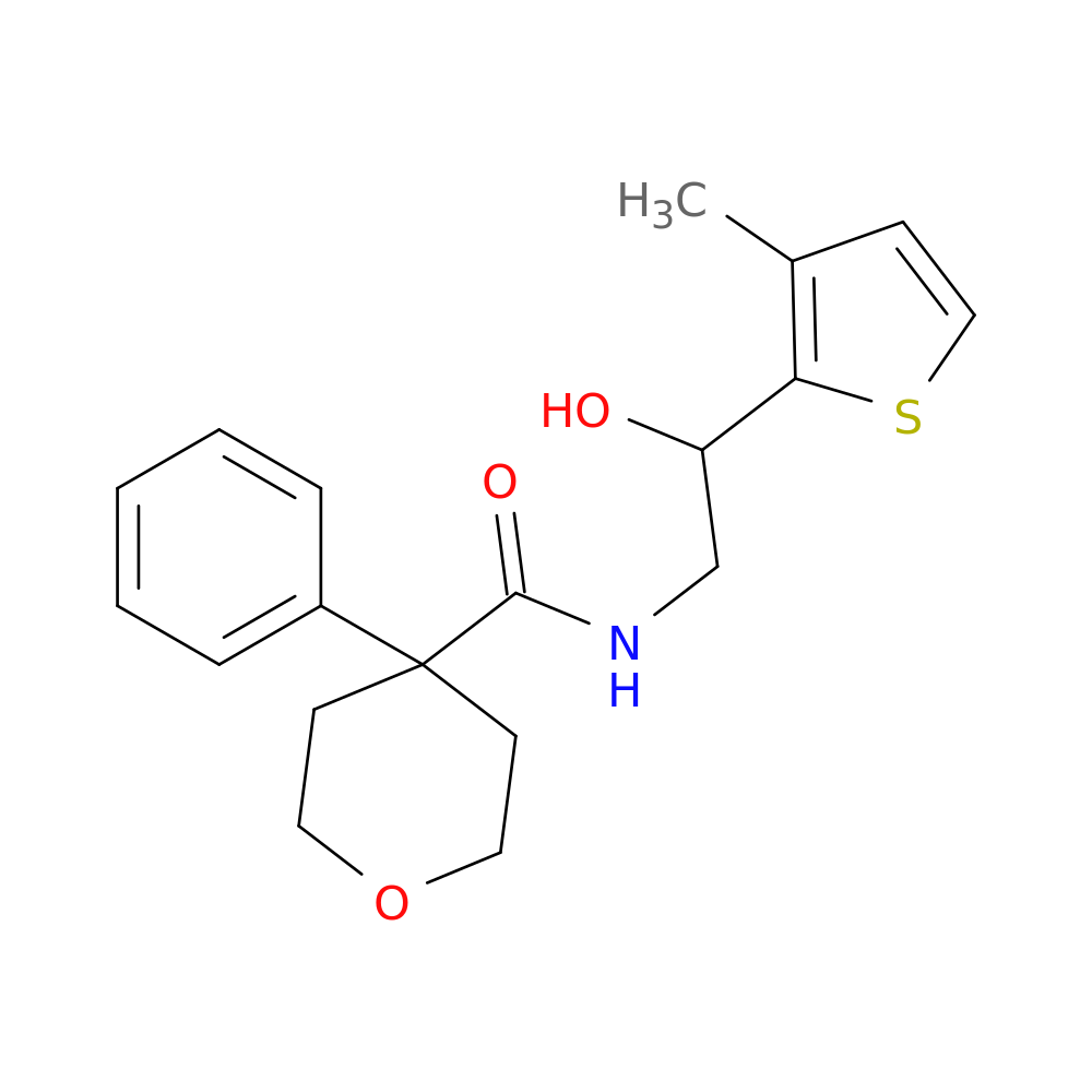 N-[2-hydroxy-2-(3-methylthiophen-2-yl)ethyl]-4-phenyloxane-4-carboxamide