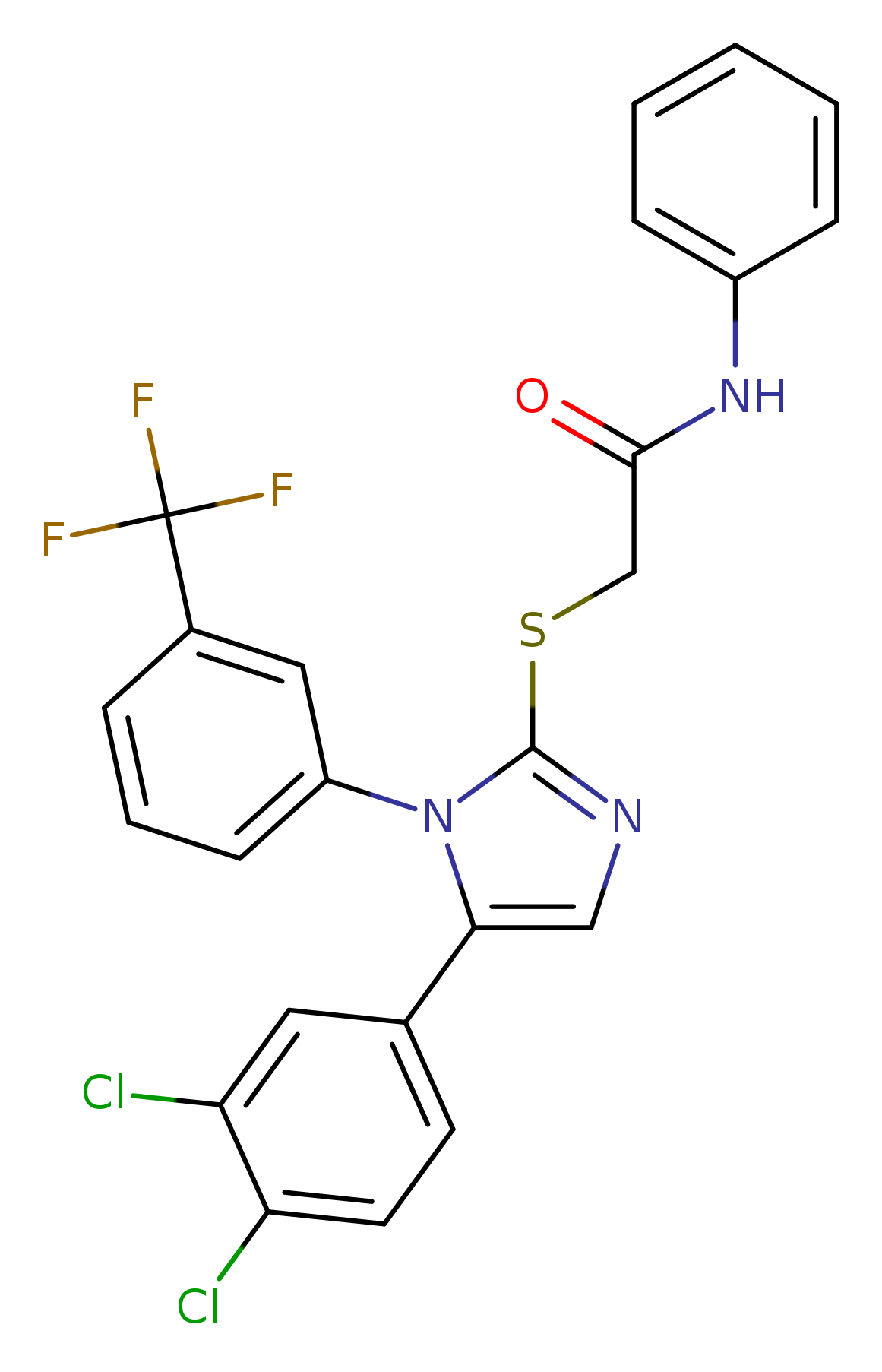 2-{[5-(3,4-dichlorophenyl)-1-[3-(trifluoromethyl)phenyl]-1H-imidazol-2-yl]sulfanyl}-N-phenylacetamide