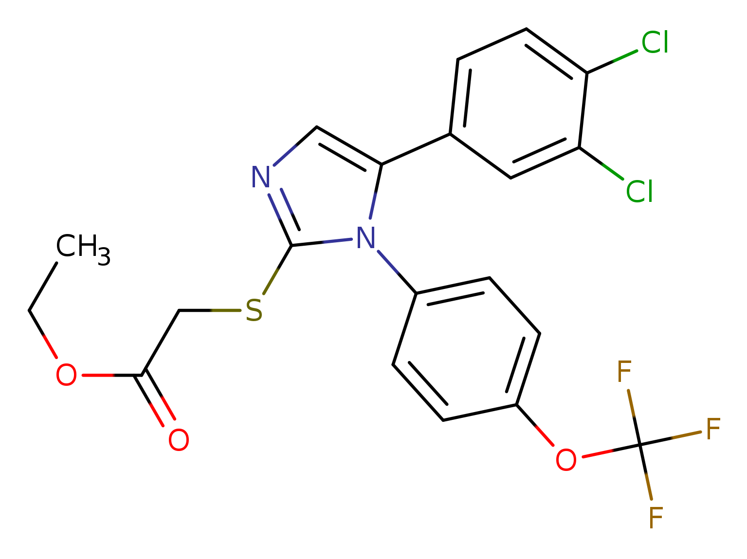 ethyl 2-{[5-(3,4-dichlorophenyl)-1-[4-(trifluoromethoxy)phenyl]-1H-imidazol-2-yl]sulfanyl}acetate