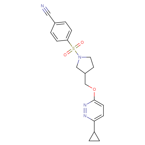 4-[(3-{[(6-cyclopropylpyridazin-3-yl)oxy]methyl}pyrrolidin-1-yl)sulfonyl]benzonitrile