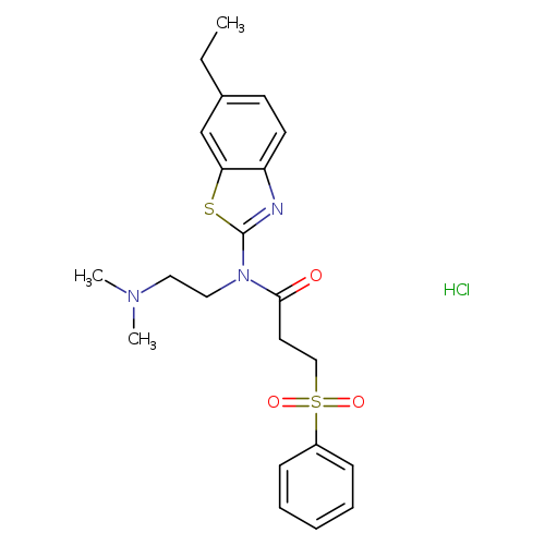 3-(benzenesulfonyl)-N-[2-(dimethylamino)ethyl]-N-(6-ethyl-1,3-benzothiazol-2-yl)propanamide hydrochloride