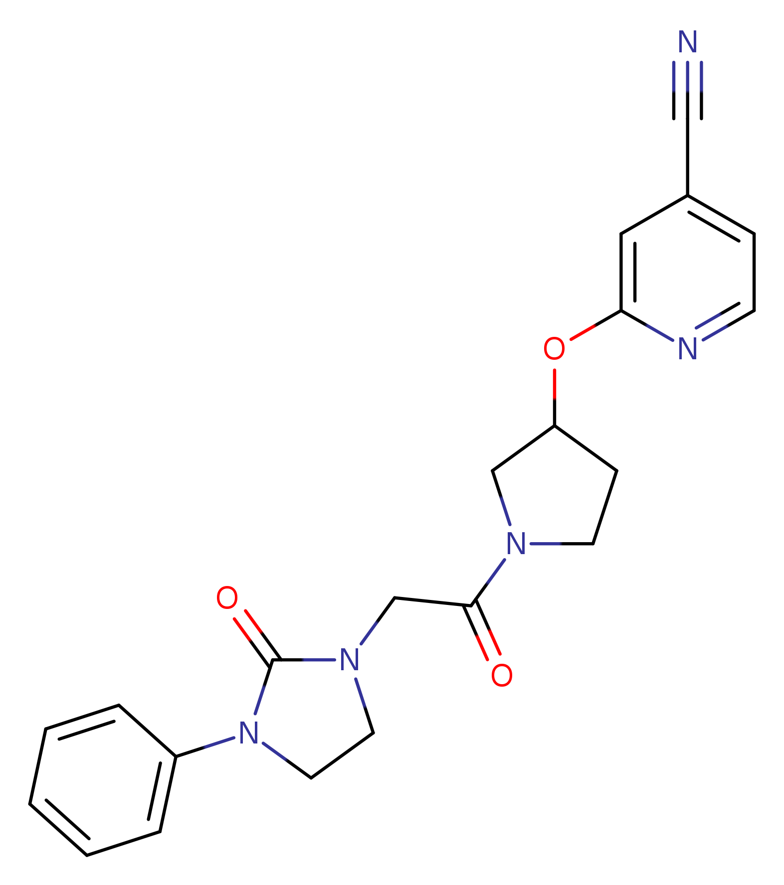 2-({1-[2-(2-oxo-3-phenylimidazolidin-1-yl)acetyl]pyrrolidin-3-yl}oxy)pyridine-4-carbonitrile