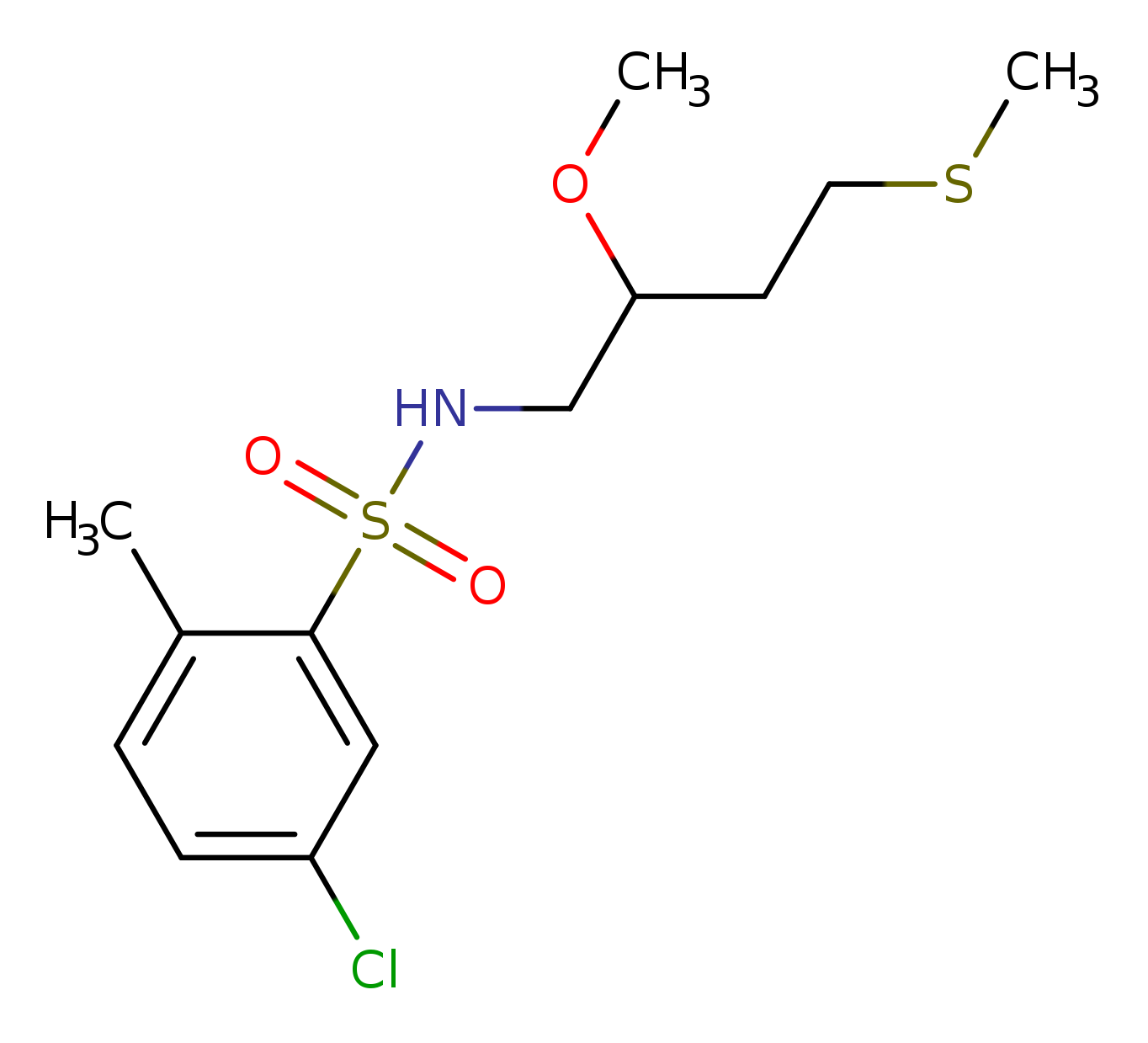 5-chloro-N-[2-methoxy-4-(methylsulfanyl)butyl]-2-methylbenzene-1-sulfonamide