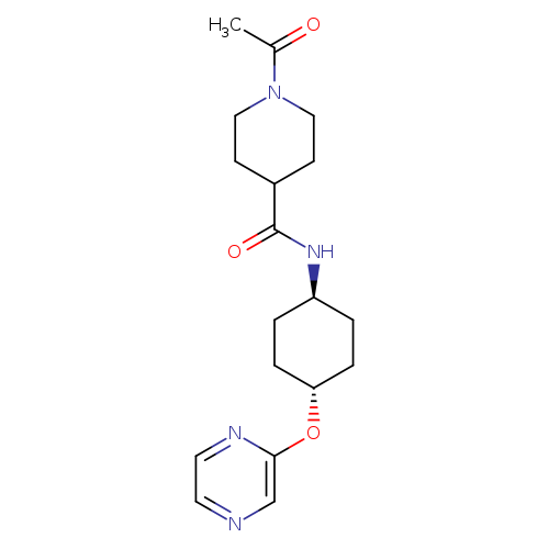 1-acetyl-N-[(1r,4r)-4-(pyrazin-2-yloxy)cyclohexyl]piperidine-4-carboxamide