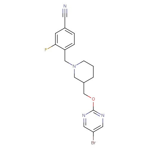 4-[(3-{[(5-bromopyrimidin-2-yl)oxy]methyl}piperidin-1-yl)methyl]-3-fluorobenzonitrile